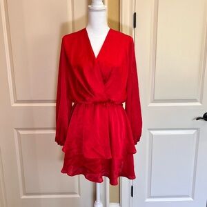 Adrienne Red Long Sleeve Dress